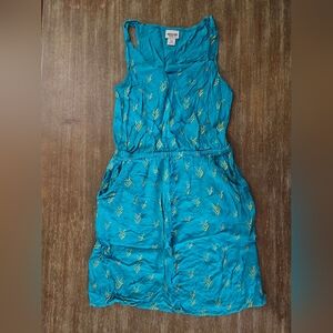 Mossimo Supply Teal Dress With Yellow Chevrons Arrow Dress Size Small Sundress